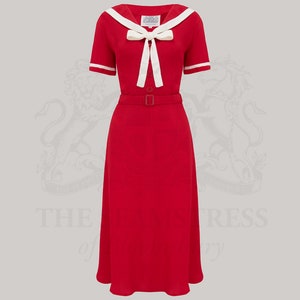 Patti Dress in Lipstick Red by The Seamstress of Bloomsbury | Authentic Vintage 1940s Style