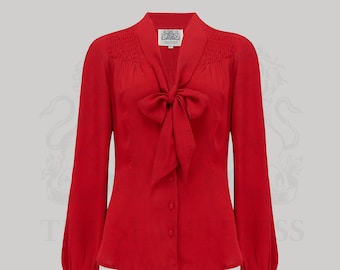 Eva Blouse in Lipstick Red by The Seamstress of Bloomsbury | Authentic 1940's Inspired Style