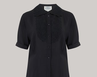 Lacey Blouse in Liquorice Black by The Seamstress of Bloomsbury | Authentic Vintage 1940's Style