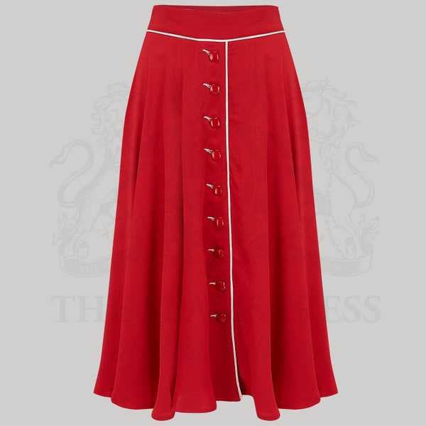 Rita Skirt in Lipstick Red by The Seamstress of Bloomsbury | Authentic Vintage 1940's Style
