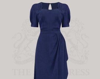 Shelly Dress in French Navy by The Seamstress of Bloomsbury | Authentic Vintage 1940's Style