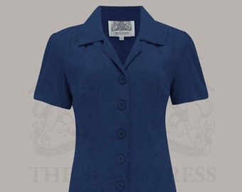 Grace Blouse in French Navy by The Seamstress of Bloomsbury | Authentic Vintage 1940's Style