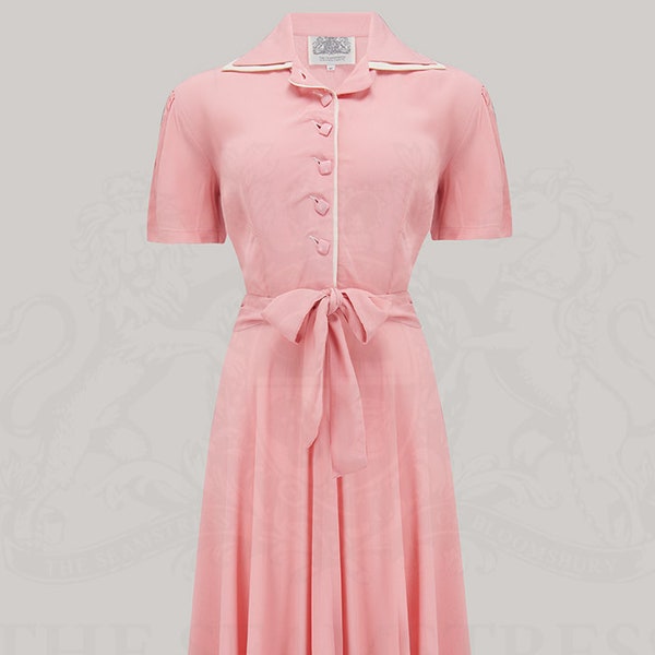 Mae Tea Dress in Blossom Pink by The Seamstress of Bloomsbury | Authentic Vintage 1940's Style