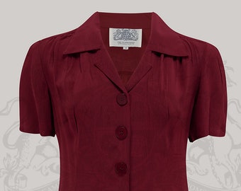 Grace Blouse in Windsor Wine by The Seamstress of Bloomsbury | Authentic Vintage 1940s Style