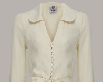 Clarice Blouse in Cream by The Seamstress of Bloomsbury | Authentic Vintage 1940s Style