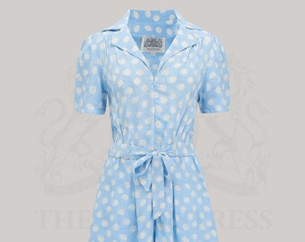 Emma Playsuit in Sky Blue Moonshine by The Seamstress of Bloomsbury | Authentic Vintage 1940's Style