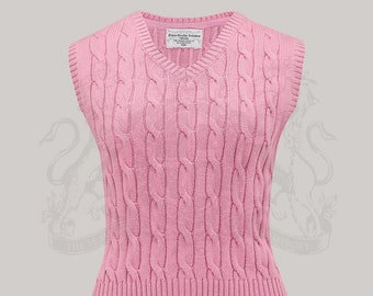 Cable Knit Slipover in Pink Lemonade by The Seamstress of Bloomsbury | Authentic Vintage 1940's Style