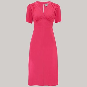 Dolores Dress in Raspberry by The Seamstress of Bloomsbury | Authentic Vintage 1940s Style