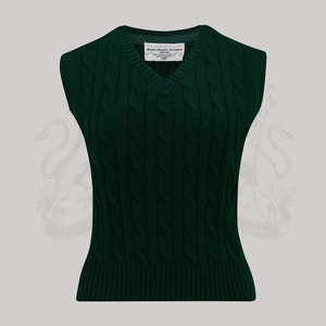 Cable Knit Slipover in Forest Green by The Seamstress of Bloomsbury | Authentic Vintage 1940's Style