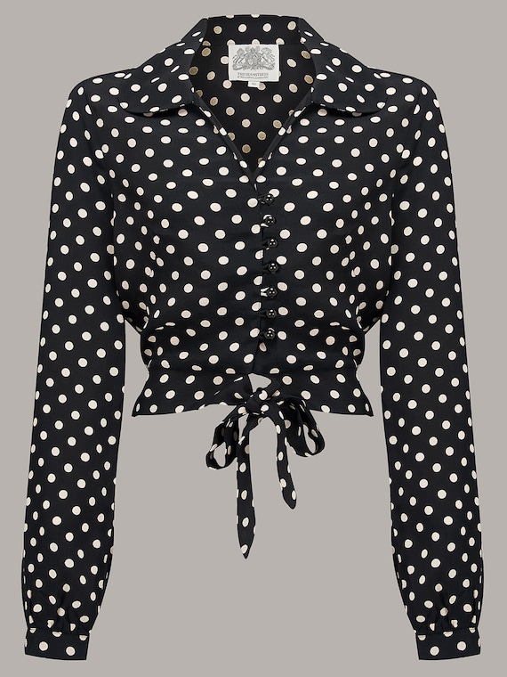black and white spot blouse