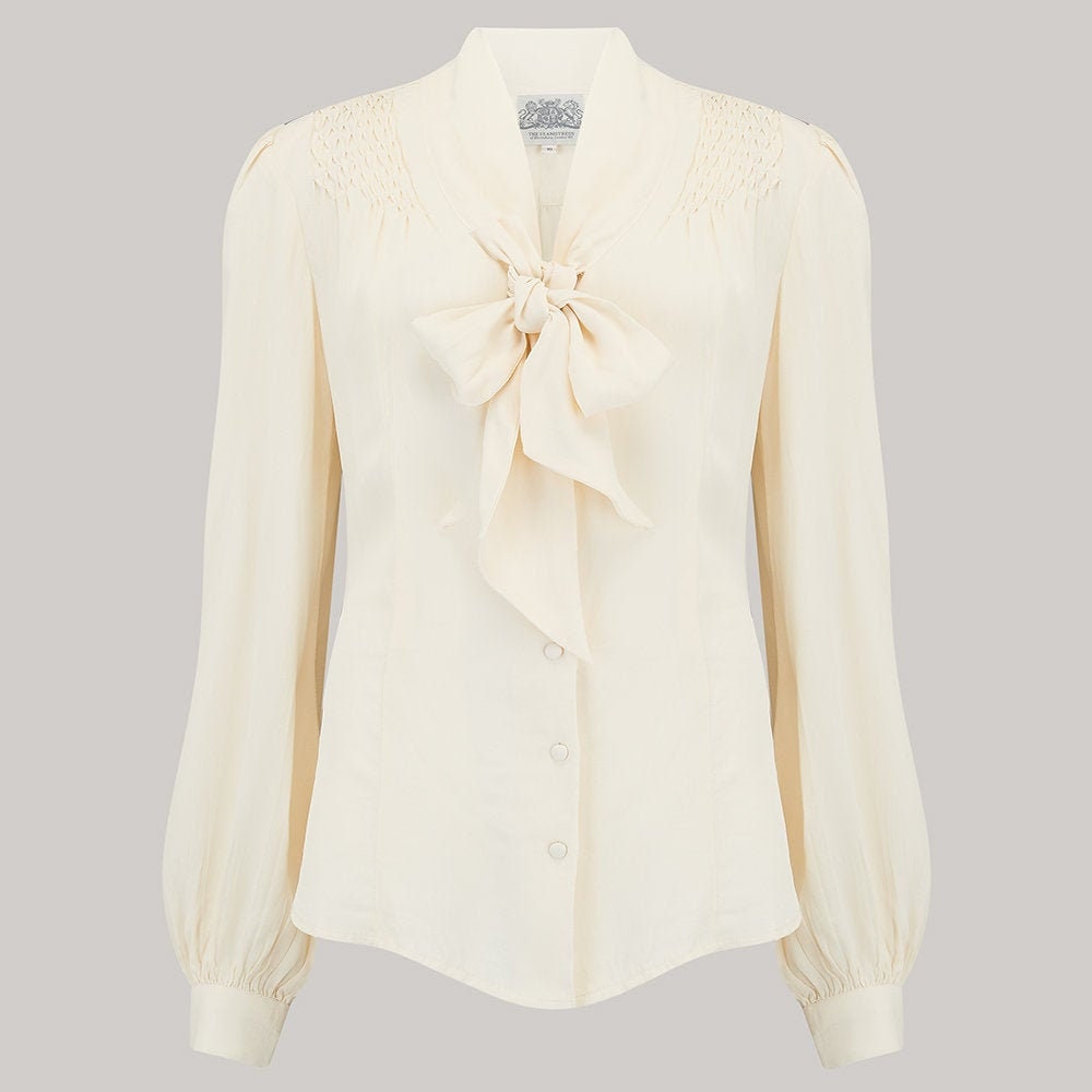 Eva Blouse Long Sleeve in Cream | Vintage 1940s Style Women's Blouse | The Seamstress of Bloomsbury