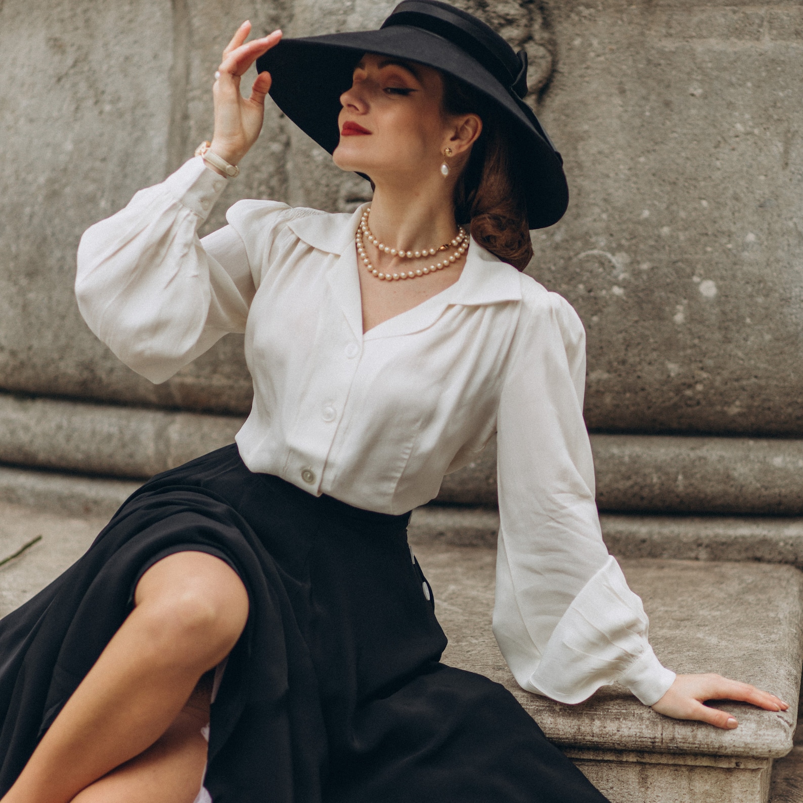 Poppy Blouse in Cream | Vintage 1940s Women's Style
