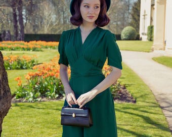 Ruby Dress in Hampton Green | Vintage 1940s Women's Style | The Seamstress of Bloomsbury