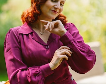 Poppy Blouse in Mulberry | Vintage 1940s Women's Style | The Seamstress of Bloomsbury