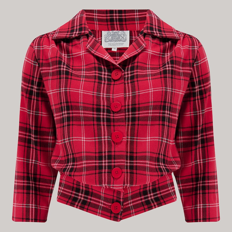 Vintage Blouses, Tops & Retro Shirts     Marion Blouse in Red Black Check by The Seamstress of Bloomsbury | Authentic Vintage 1940s Style  AT vintagedancer.com