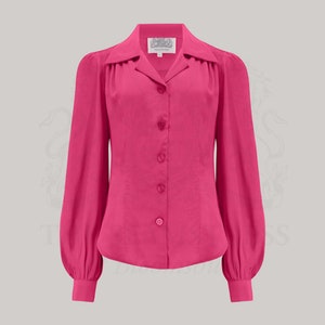 Poppy Bluse in Himbeere | Vintage 1940er Jahre Stil Damen Bluse | Die Näherin von Bloomsbury
