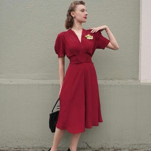 Ruby Dress in Windsor Wine | Vintage 1940s Women's Style | The Seamstress of Bloomsbury