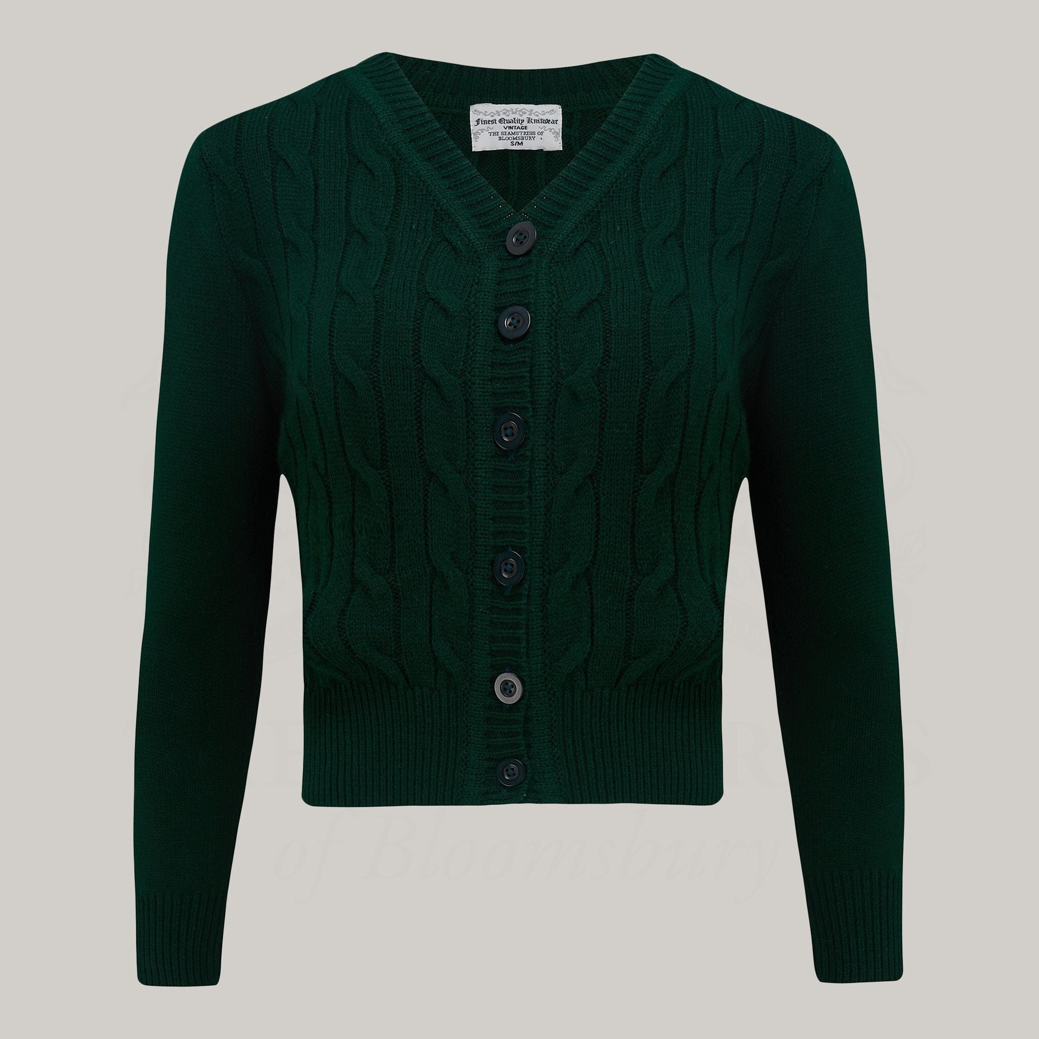 Cable Knit Cardigan in Forest Green by the Seamstress of Bloomsbury Authentic 1940s Style Etsy
