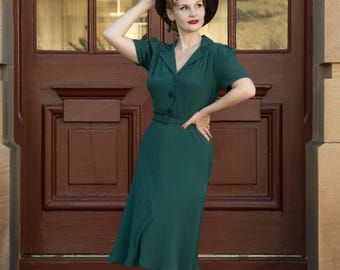 green 1940s dress 1940s Dress Lana Tahiti Sunrise from Vivien of Holloway