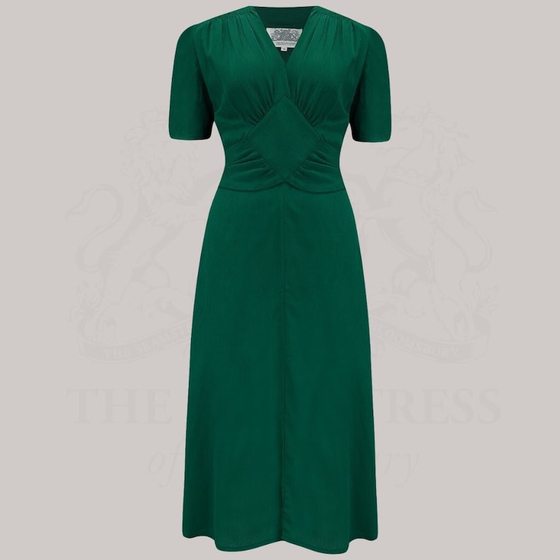 Ruby Dress in Hampton Green by The Seamstress of Bloomsbury Classic 1940s Authentic Vintage Style zdjęcie 1