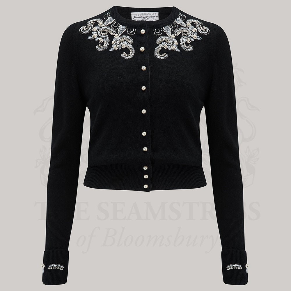 Hand Beaded Cardigan in Black by the Seamstress of Bloomsbury Etsy UK