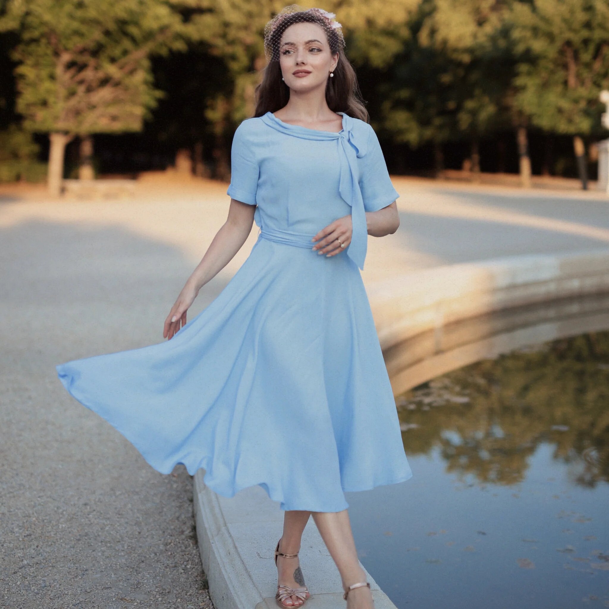 Vintage Powder Blue Dresses - Etsy Vintage Powder Blue Dresses - Etsy