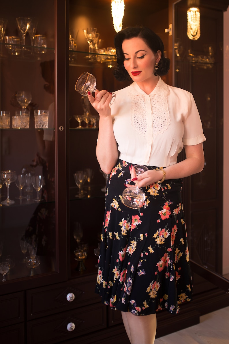 Lacey Blouse in Cream by The Seamstress of Bloomsbury Authentic Vintage 1940/'s Style
