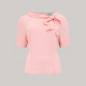 Cindy Bluse in Blossom Pink | Vintage 1940er Jahre Stil Damen Bluse | Die Näherin von Bloomsbury