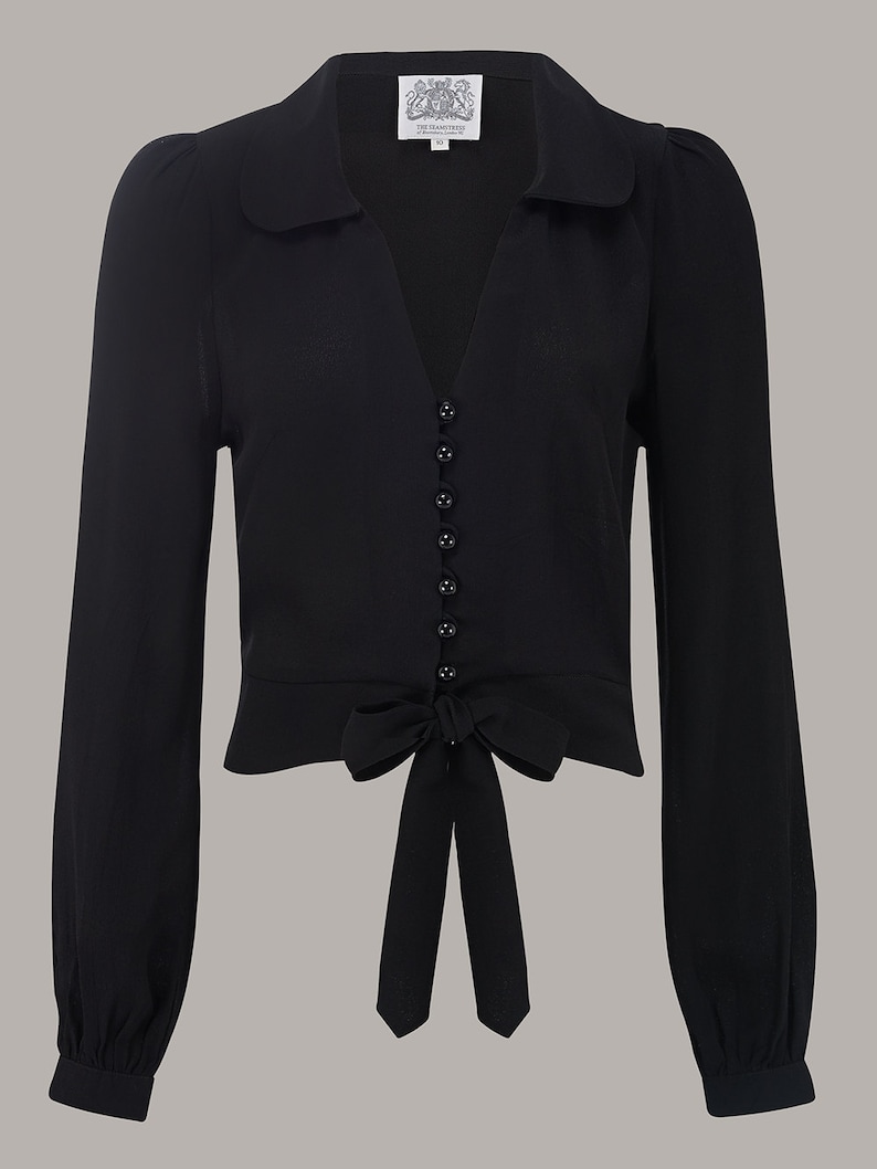 Clarice Blouse in Black by The Seamstress of Bloomsbury Authentic Vintage 1940's Style image 1