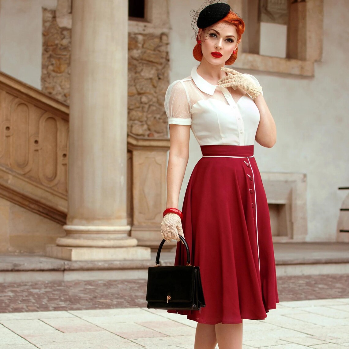 1940s Whirlaway Skirt - Rust