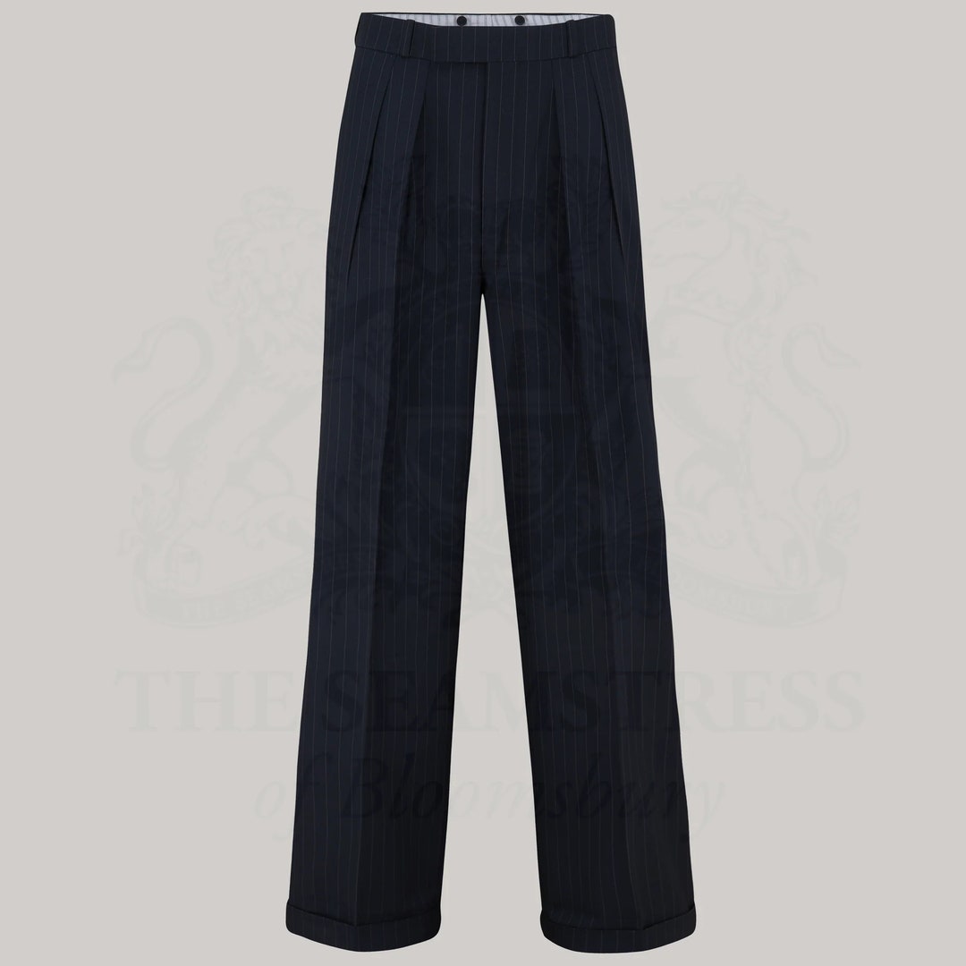 Banned Pantaloni Diamond Palazzo Pantaloni a Vita Alta con Bretelle Vintage retrò Anni '40 Anni '50, Nero, XS