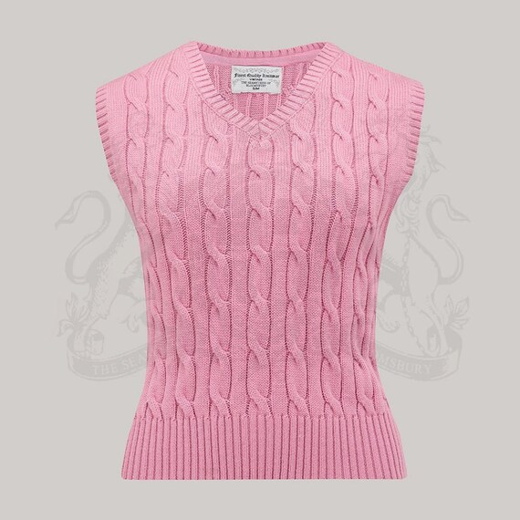 Cable Knit Slipover in Pink Lemonade by the Seamstress of - Etsy Israel