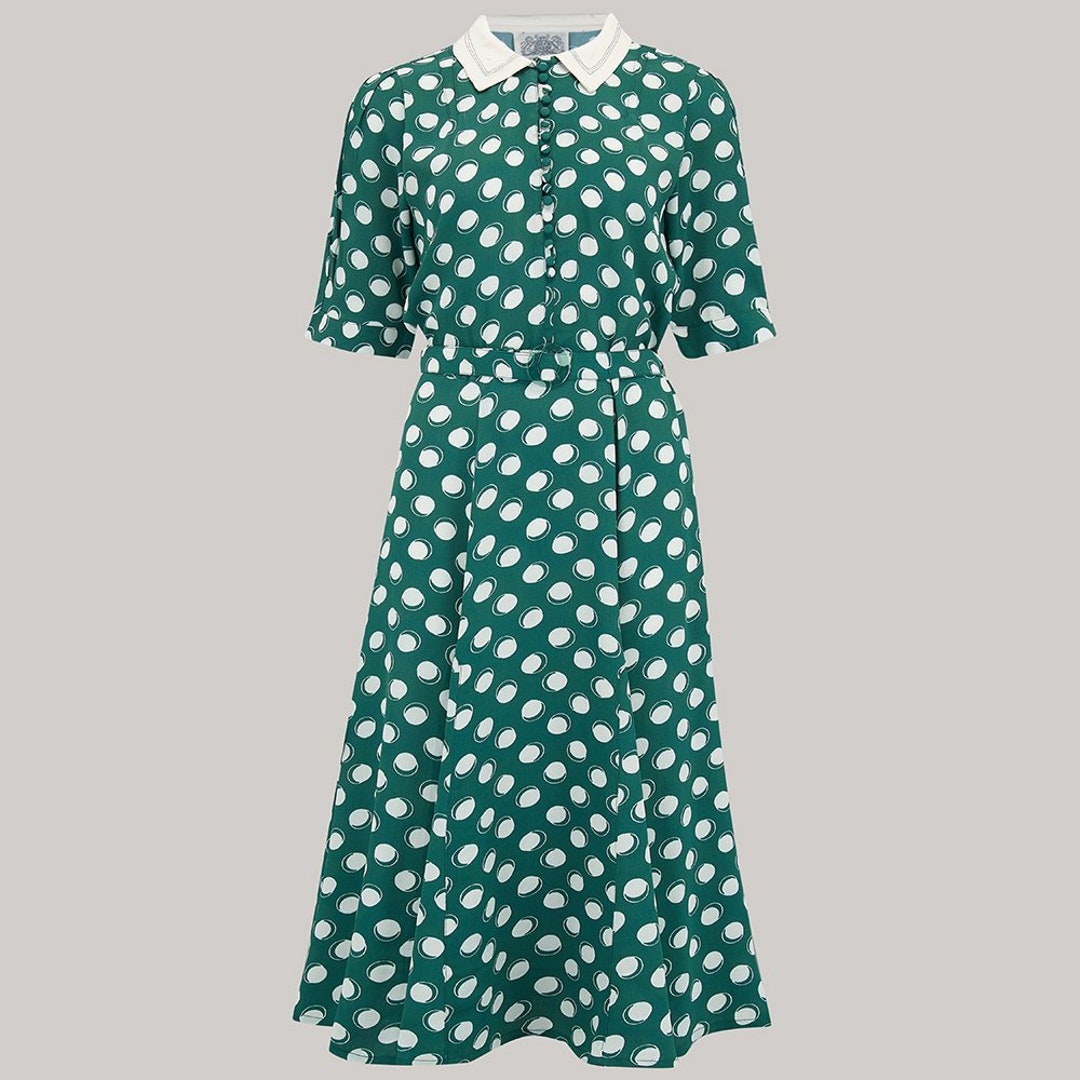 Lucy-jurk in groene maneschijn Vintage damesjurk in jaren 40