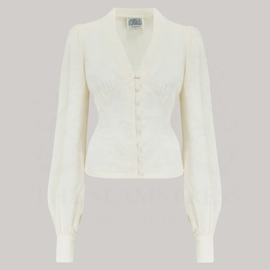 Blusa Jay en color crema Blusa vintage para mujer estilo años 40