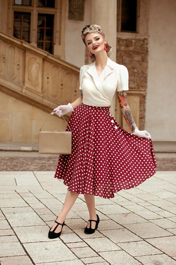 Isabelle Skirt in Green Doggy by The Seamstress of Bloomsbury Authentic Vintage 1940 s Style
