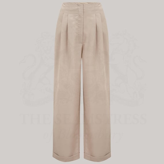 Tailored Audrey Trousers High Waisted Wide Leg Women's - Etsy