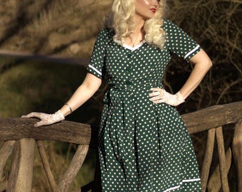 Francoise Dress in Green Polka | Vintage 1940s Women's Style | The Seamstress of Bloomsbury
