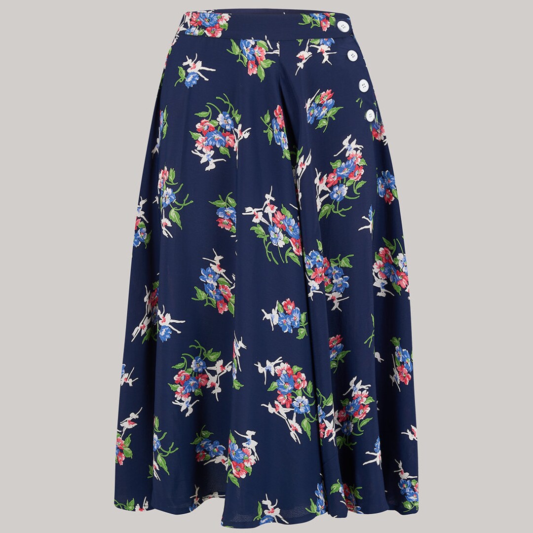 Isabelle Skirt in Navy Floral by the Seamstress of Bloomsbury Authentic ...
