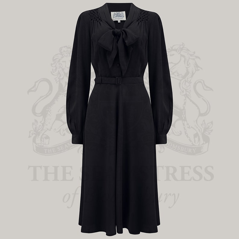 1940s Dresses | 40s Dress, Swing Dress, Tea Dresses     Eva Dress in Black by The Seamstress of Bloomsbury | Authentic 1940s Inspired Designs  AT vintagedancer.com