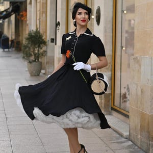 Mae Tea Dress in Liquorice Black | Vintage 1940s Women's Style | The Seamstress of Bloomsbury