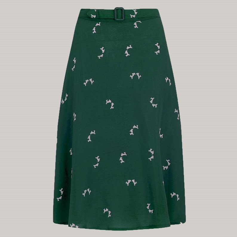 Authentic Vintage 1940/'s Style Circle Skirt in Green Doggy Print by The Seamstress of Bloomsbury