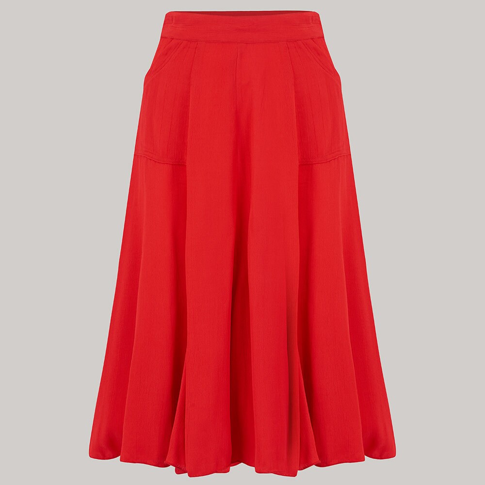 Image of Fit & Flare Skirt in 's Red By The Seamstress Of Bloomsbury | Authentic 's Style Clothing