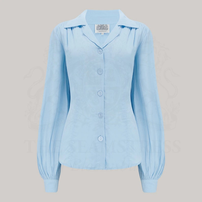 Poppy Blouse in Powder Blue by The Seamstress of Bloomsbury Authentic Vintage 1940s Style image 1