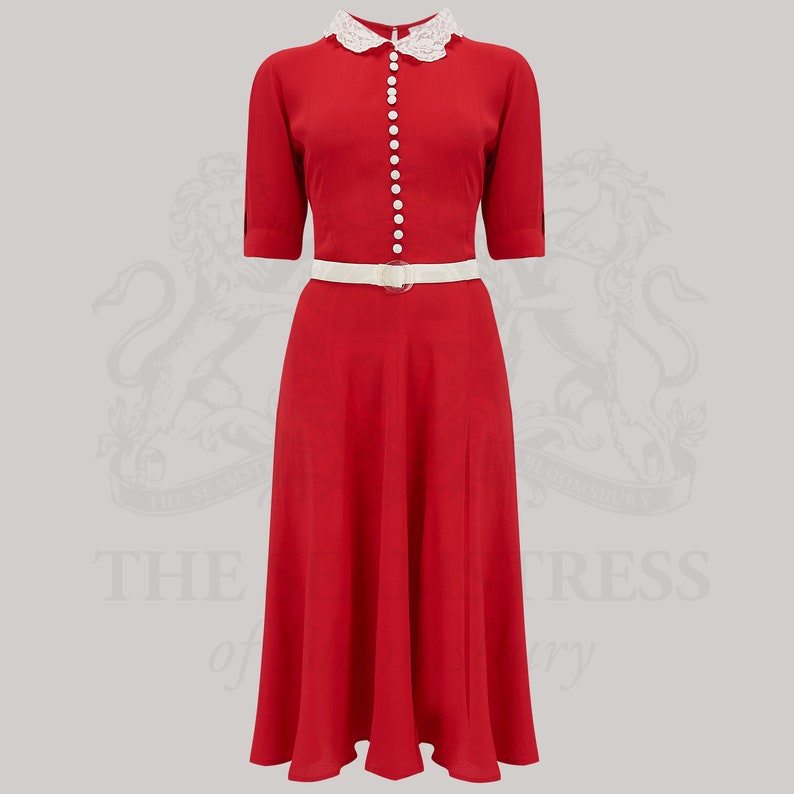 Lace Collar Dress in Red by the Seamstress of Bloomsbury Etsy