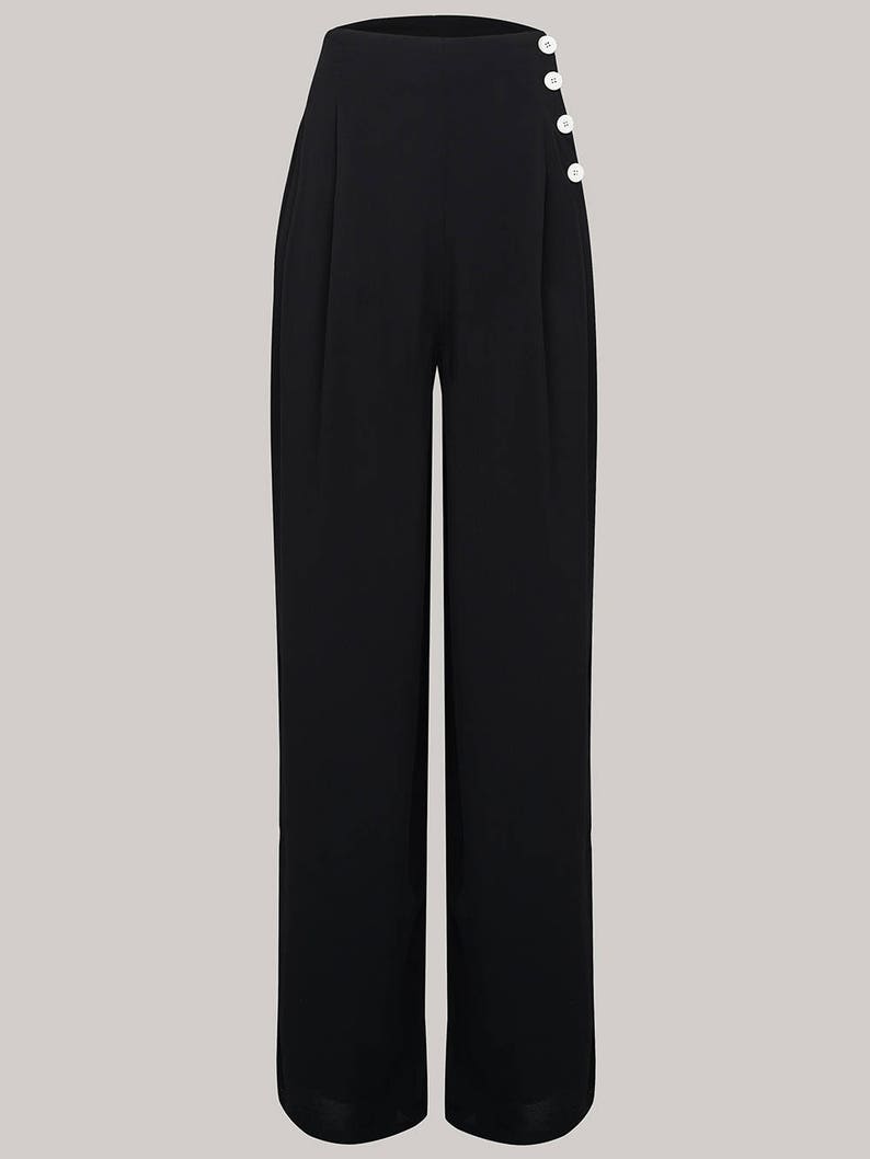 Authentic Vintage 1940/'s Style Audrey Trousers in Black by The Seamstress of Bloomsbury