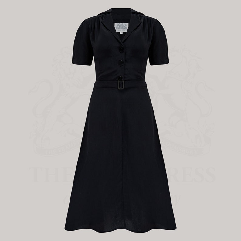 1940s Fashion Advice for Tall Women     Lisa Dress in Liquorice Black by The Seamstress of Bloomsbury | Authentic Vintage 1940s Style  AT vintagedancer.com