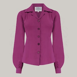 Poppy Bluse in Mulberry | Vintage 1940er Jahre Stil Damen Bluse | Die Näherin von Bloomsbury