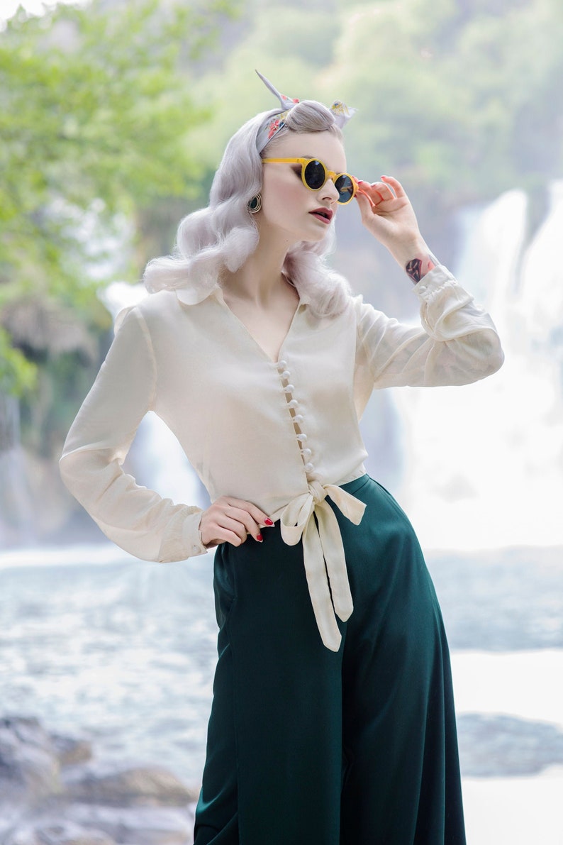 Clarice Blouse in Cream by The Seamstress of Bloomsbury Authentic Vintage 1940s Style image 2