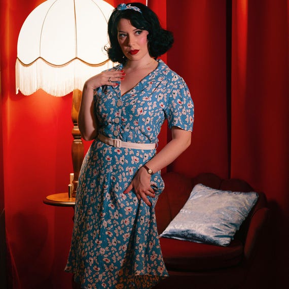 Lisa Shirtwaist Dress in Palace Pansy Print | Vintage 1940s Women's Style | The Seamstress of Bloomsbury