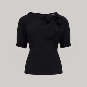 Cindy Bluse in Lakritz-Schwarz | Vintage 1940er Jahre Stil Damen Bluse | Die Näherin von Bloomsbury
